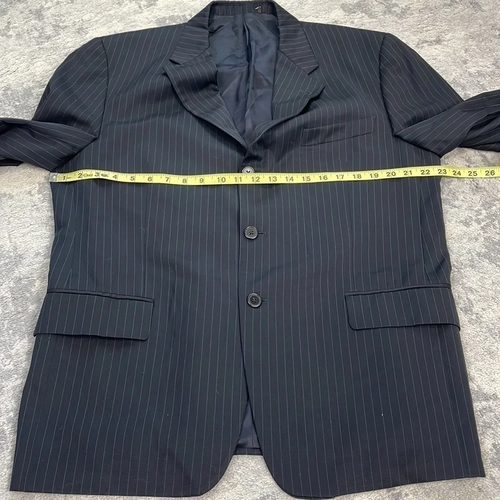 Joseph Abboud Black Pinstripe Suit Business Formal Wool Sz 42S Jacket 36 Pants